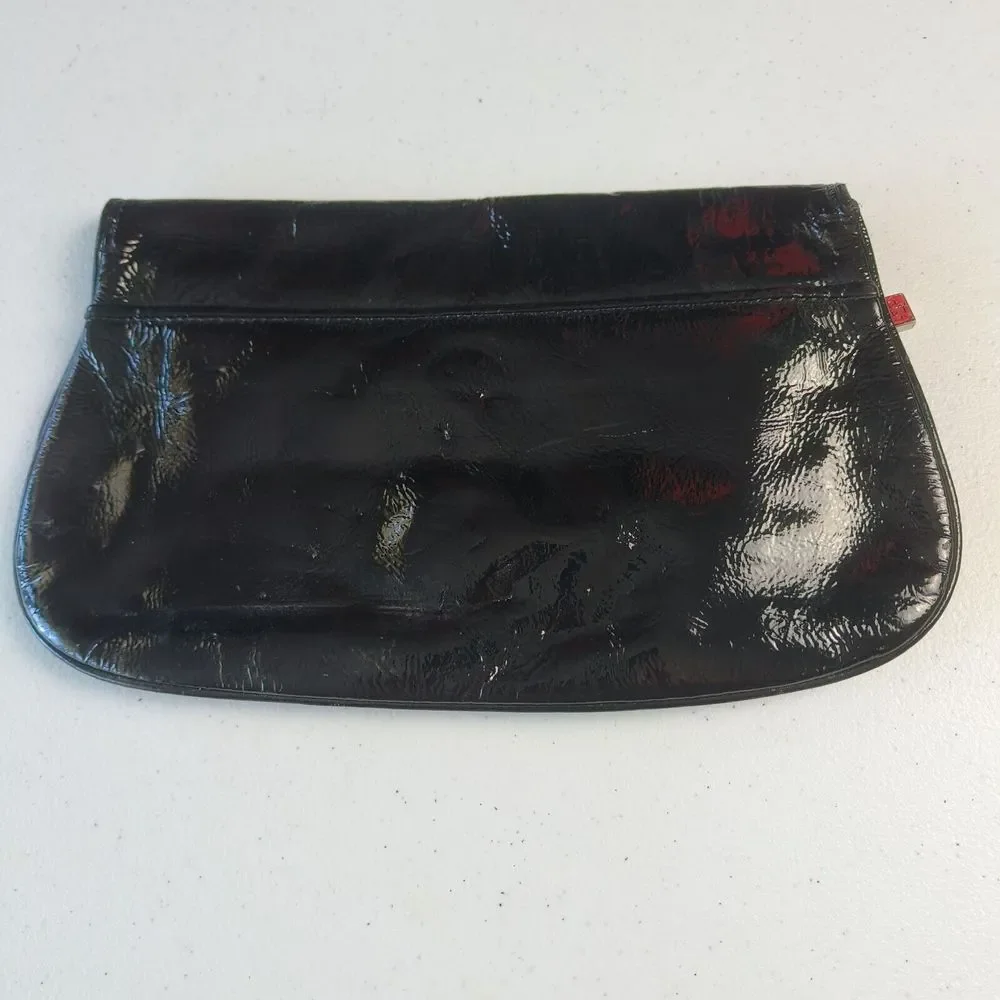Tori Burch patent leather handbag for women black color size 10x6 Casual Busines